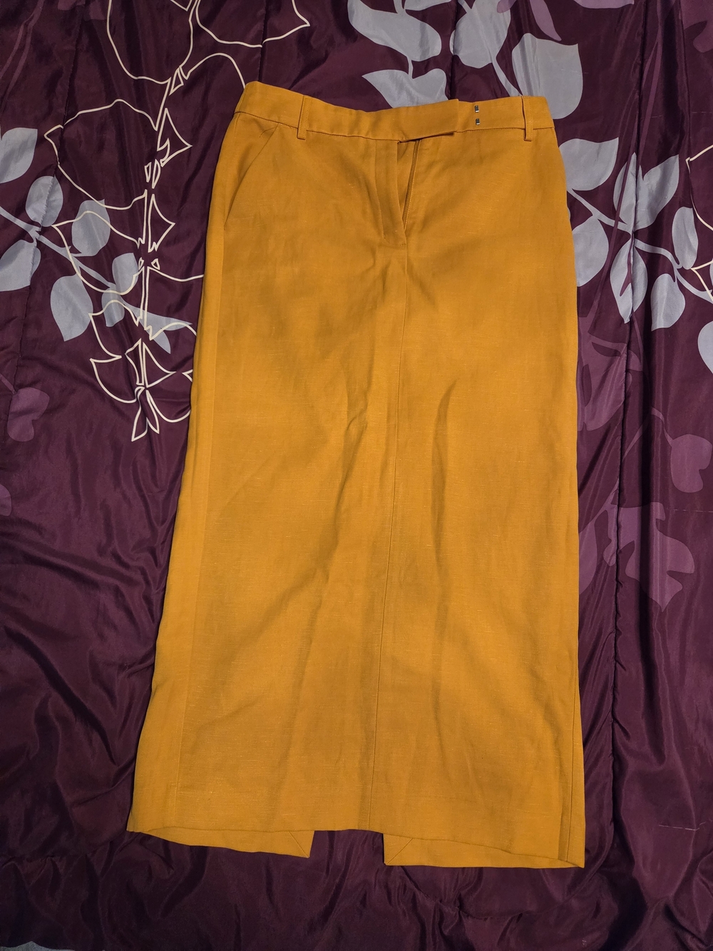 Express Mustard Yellow Midi Pencil Skirt